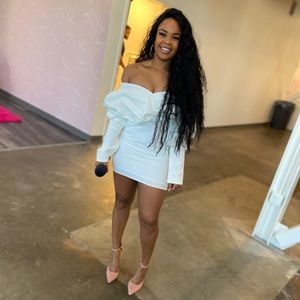 White shoulder dress